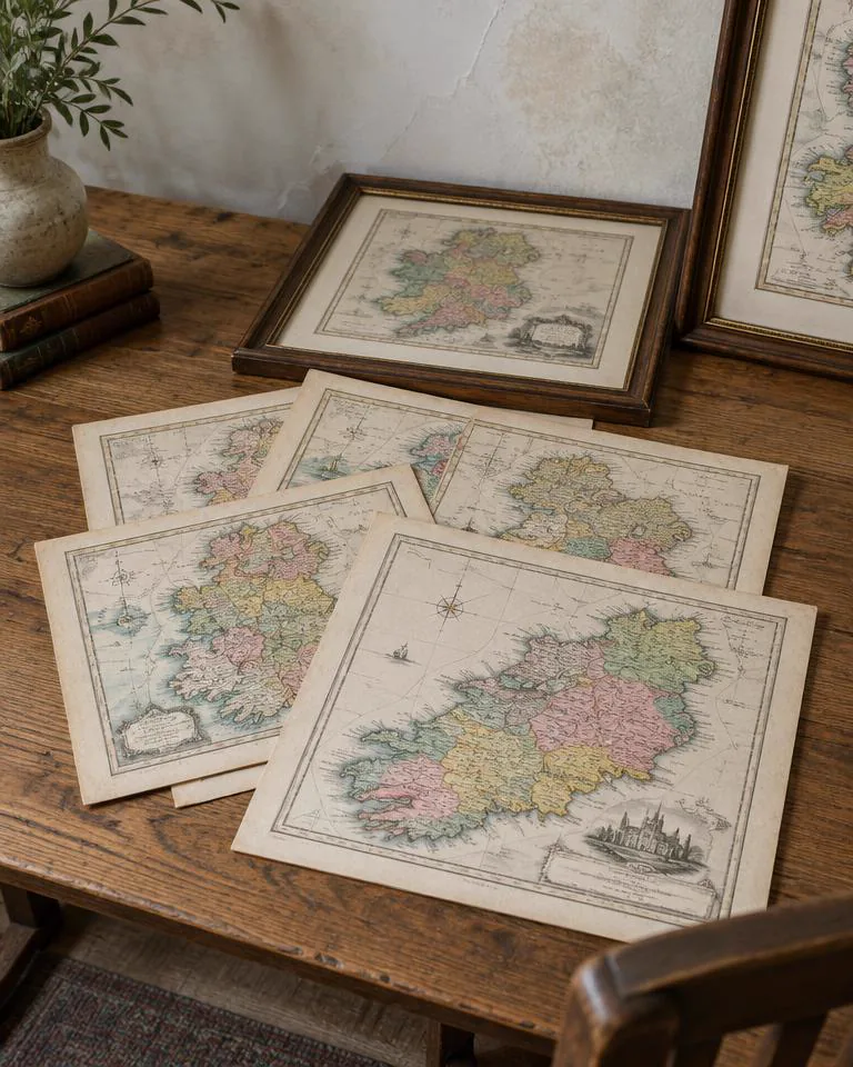 Set of six hand-coloured Georgian county maps